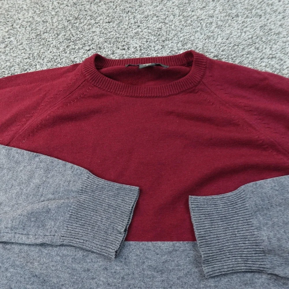 VTG Banana Republic Sweater Mens S Gray Red Silk Cashmere Crewneck Knit Pullover